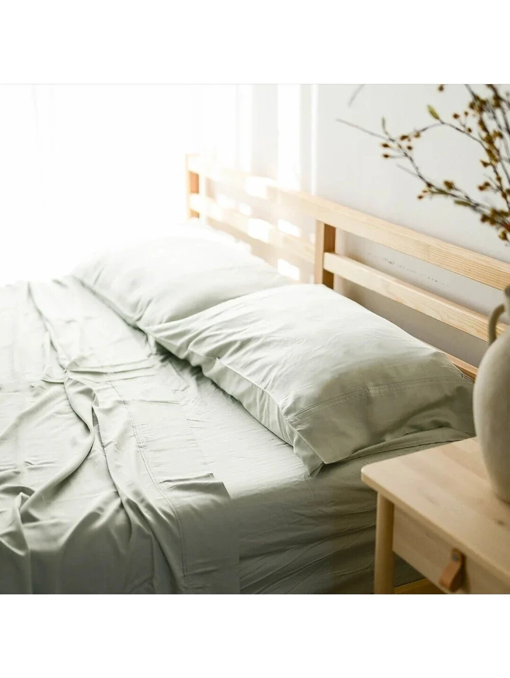 Simply Organic Bamboo Luxurious Butter Soft Twin Sheet Set Fresh Sage NEW $189